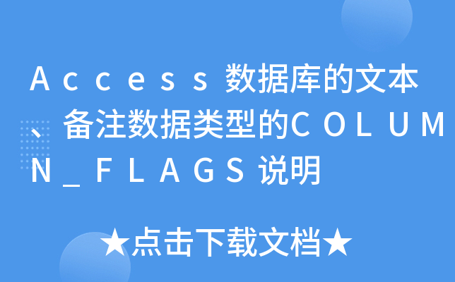 Accessݿıע͵COLUMN_FLAGS˵