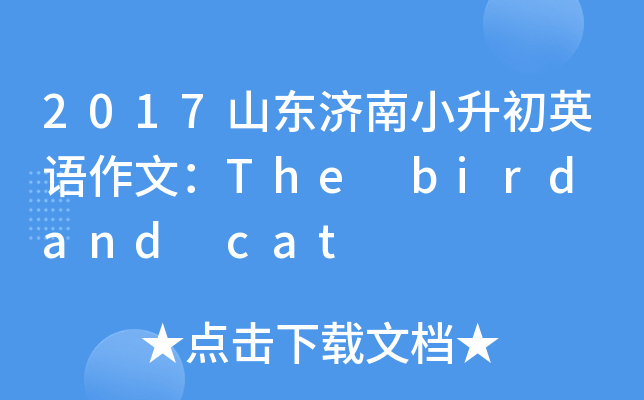 2017ɽСӢģThe bird and cat