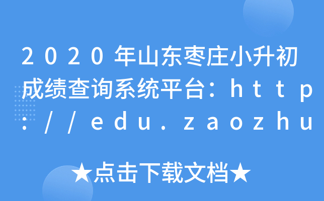 2020ɽׯСɼѯϵͳƽ̨//edu.zaozhuang.gov.cn/