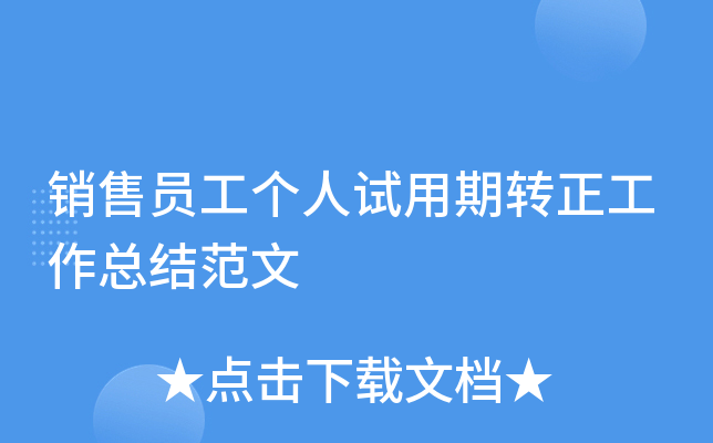 销售员工个人试用期转正工作总结范文