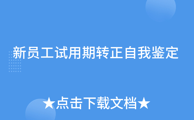 新员工试用期转正自我鉴定