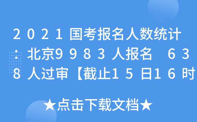 2021国考报名人数统计：北京9983人报名 638人过审【截止15日16时】
