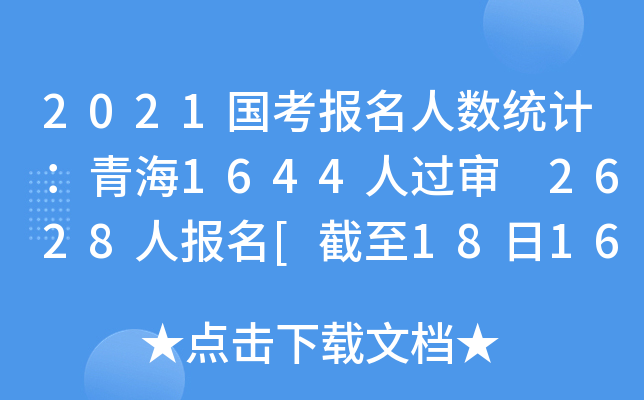 2021国考报名人数统计：青海1644人过审 2628人报名[截至18日16时]