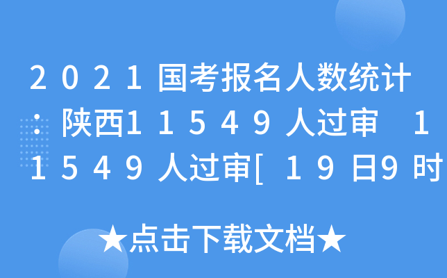 2021国考报名人数统计：陕西11549人过审 11549人过审[19日9时]