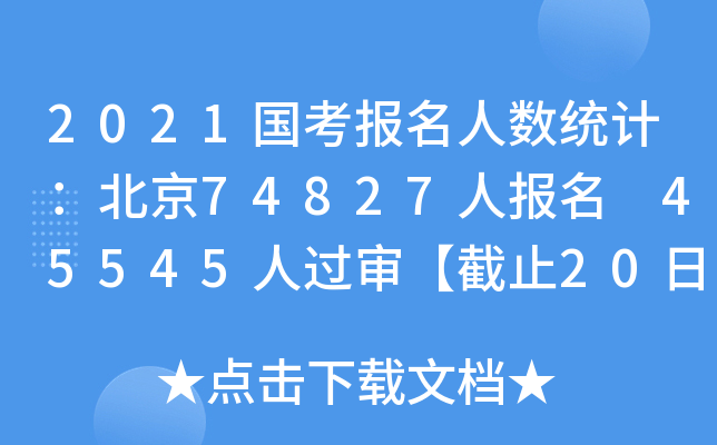 2021国考报名人数统计：北京74827人报名 45545人过审【截止20日9时】