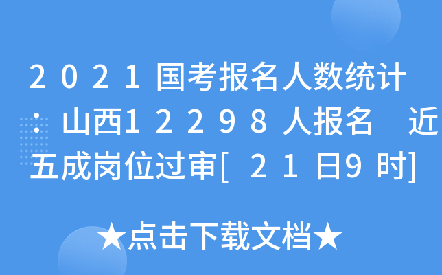 2021国考报名人数统计：山西12298人报名 近五成岗位过审[21日9时]