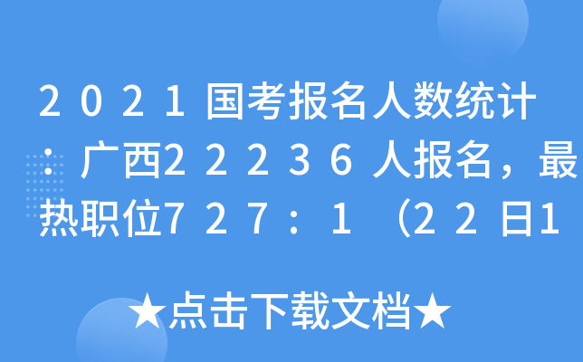 2021国考报名人数统计：广西22236人报名，最热职位727:1（22日16时）