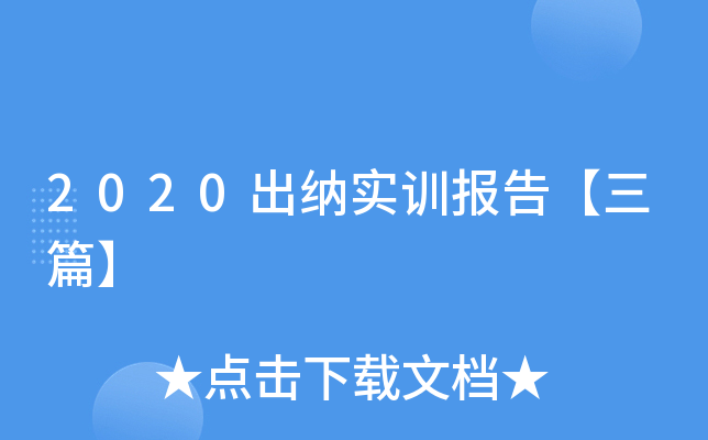 2020出纳实训报告【三篇】