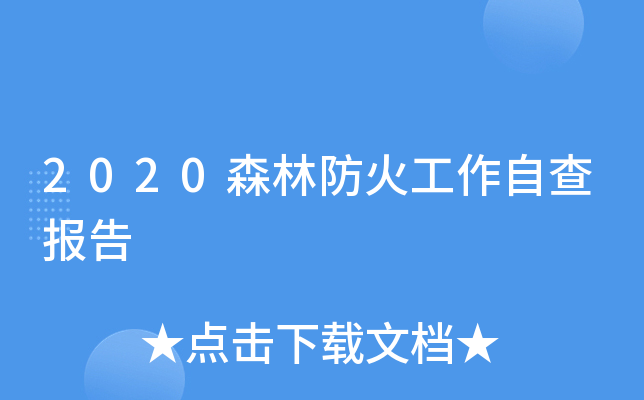 2020森林防火工作自查報告