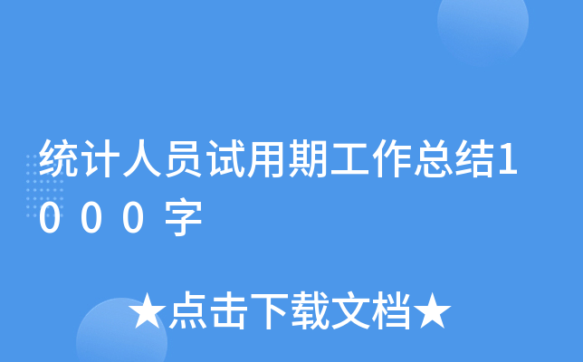 统计人员试用期工作总结1000字