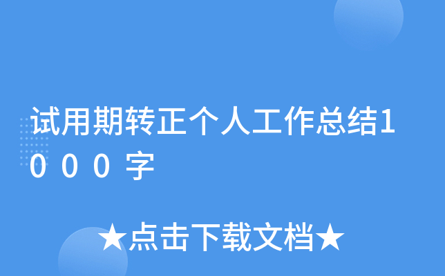 试用期转正个人工作总结1000字