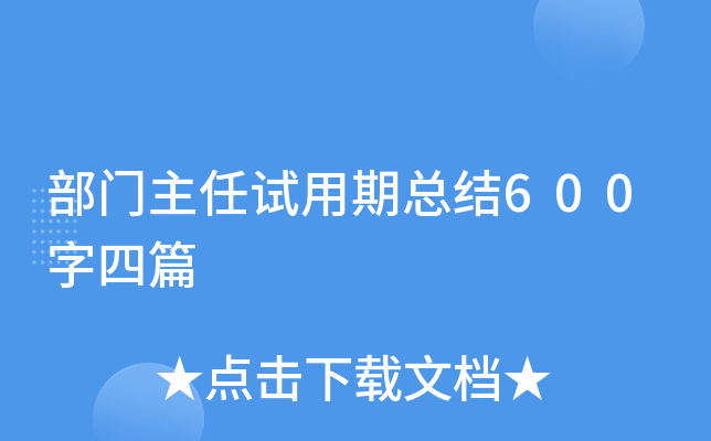 部门主任试用期总结600字四篇