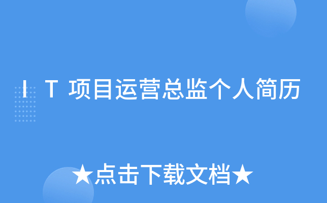 IT项目运营总监个人简历