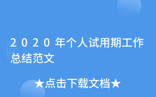 2020年个人试用期工作总结范文