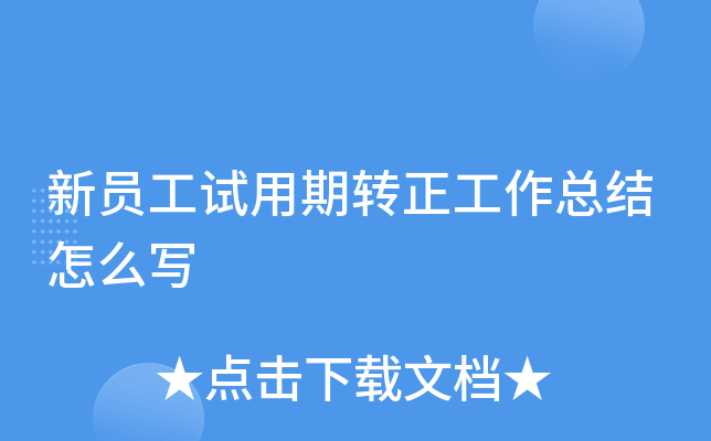 新员工试用期转正工作总结怎么写