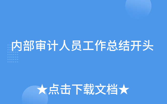 内部审计人员工作总结开头