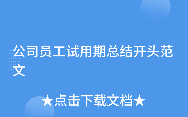 公司员工试用期总结开头范文