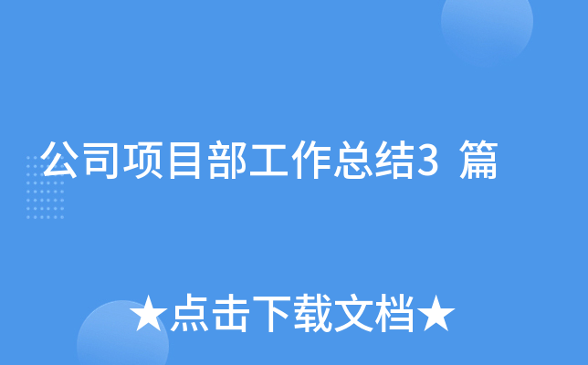 公司项目部工作总结3篇
