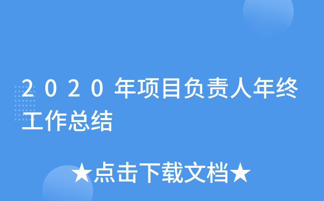 2020年项目负责人年终工作总结