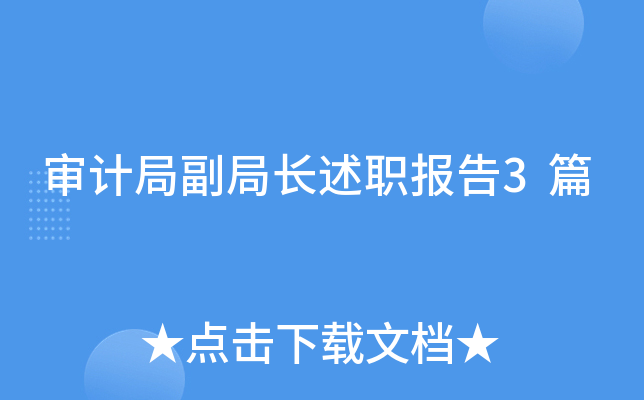 审计局副局长述职报告3篇