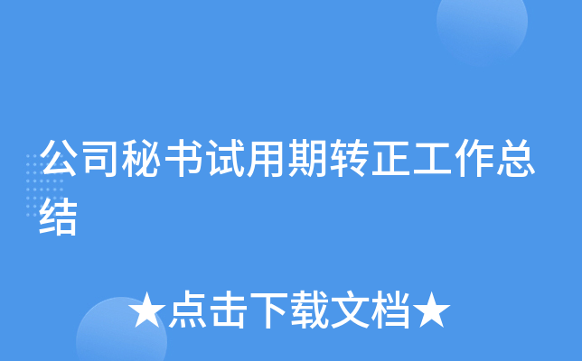 公司秘书试用期转正工作总结