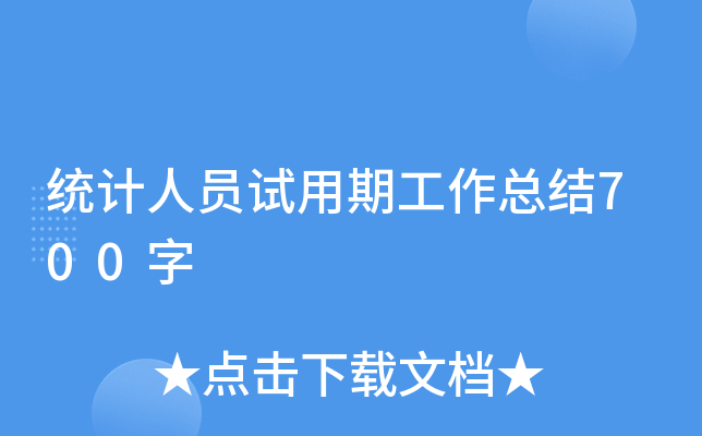 统计人员试用期工作总结700字