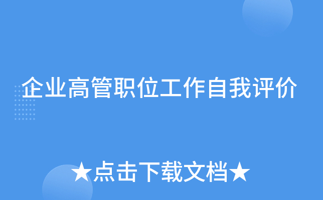 企业高管职位工作自我评价