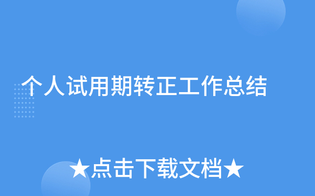 个人试用期转正工作总结