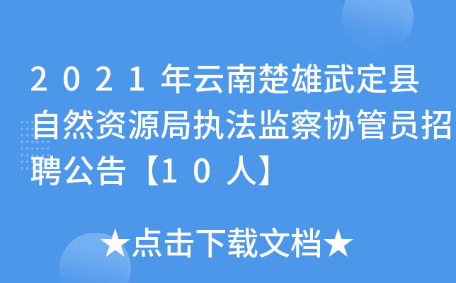 2021年云南楚雄武定县自然资源局执法监察协管员招聘公告【10人】