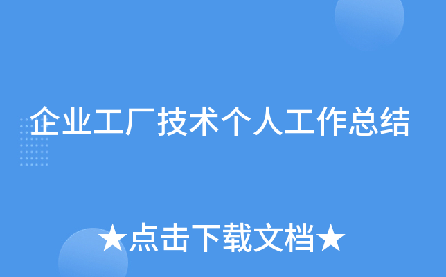 企业工厂技术个人工作总结