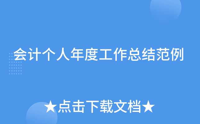 会计个人年度工作总结范例