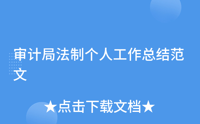 审计局法制个人工作总结范文