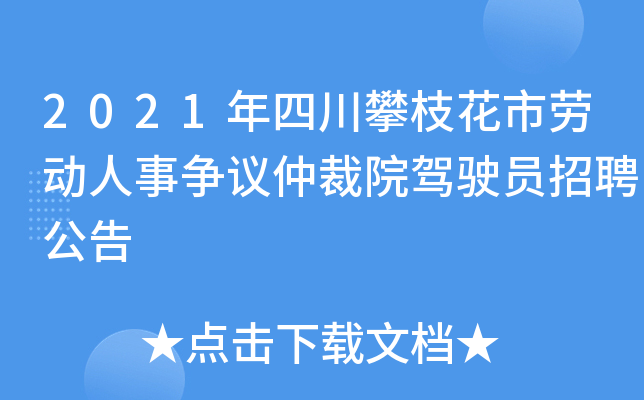 2021年四川攀枝花市劳动人事争议仲裁院驾驶员招聘公告