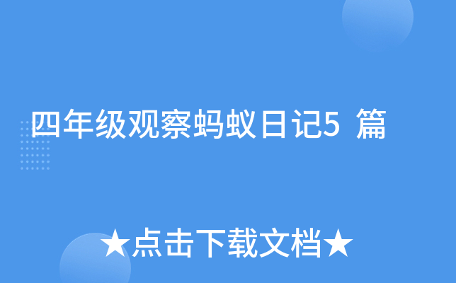 四年级观察蚂蚁日记5篇