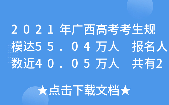 2021年广西高考考生规模达55.04万人 报名人数近40.05万人 共有262个考点 13633个考场