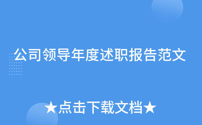 公司领导年度述职报告范文