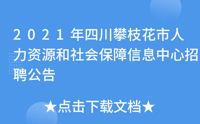 2021年四川攀枝花市人力资源和社会保障信息中心招聘公告