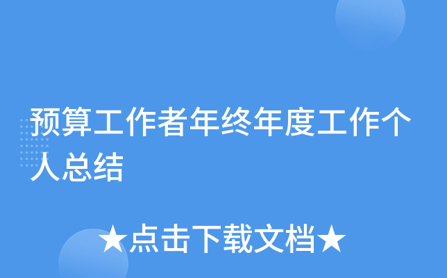 预算工作者年终年度工作个人总结