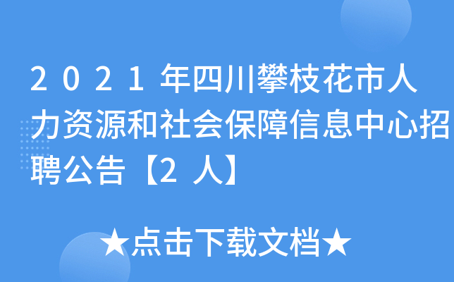 2021年四川攀枝花市人力资源和社会保障信息中心招聘公告【2人】