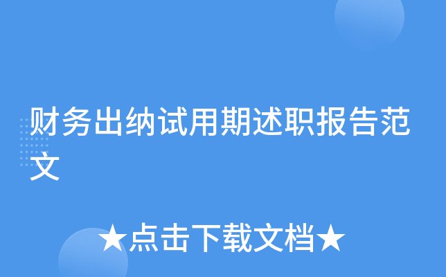 财务出纳试用期述职报告范文