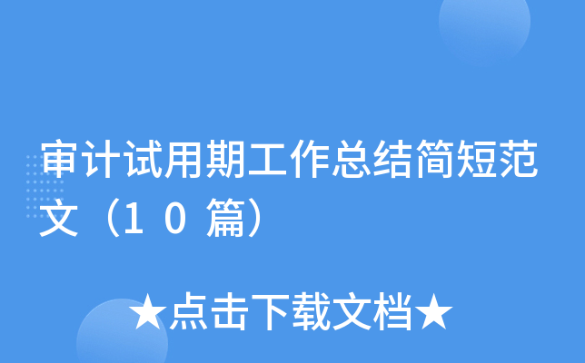 审计试用期工作总结简短范文（10篇）