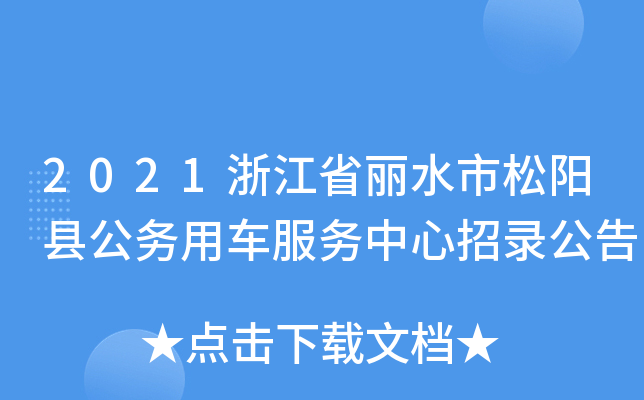 2021浙江省丽水市松阳县公务用车服务中心招录公告