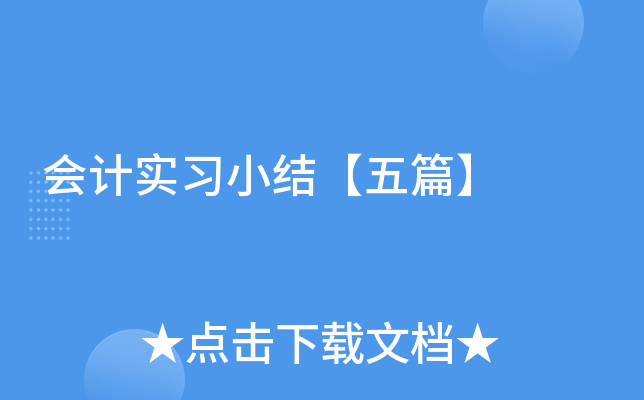 会计实习小结【五篇】