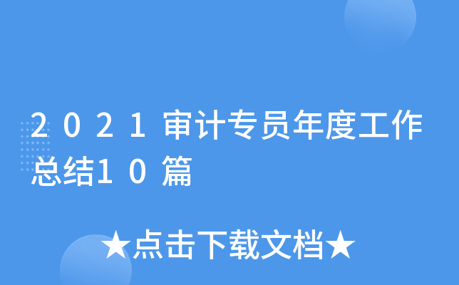 2021审计专员年度工作总结10篇