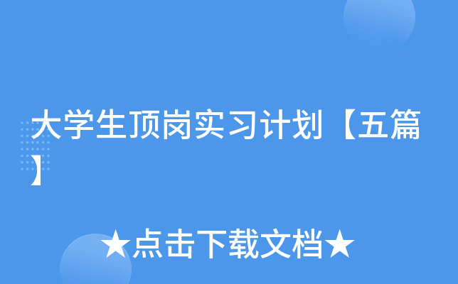 大开云kaiyun(中国)生顶岗实习计划【五篇】