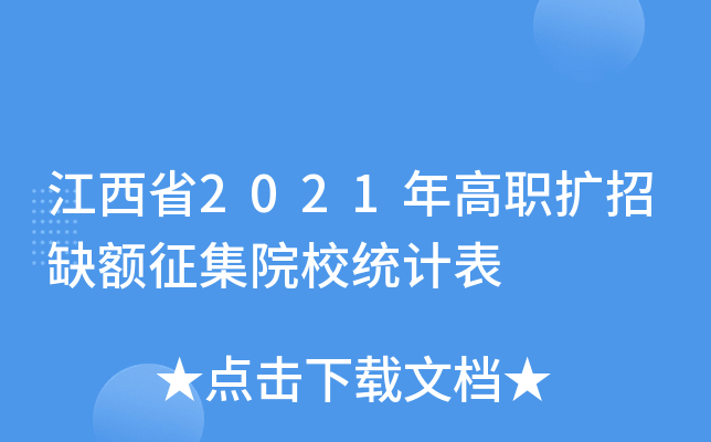 江西省2021年高职扩招缺额征集院校统计表