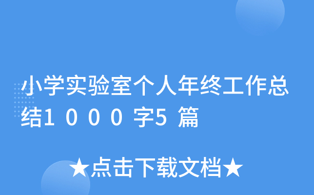 小开云kaiyun(中国)实验室个人年终工作总结1000字5篇