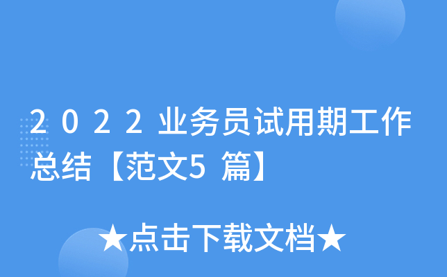 2022业务员试用期工作总结【范文5篇】
