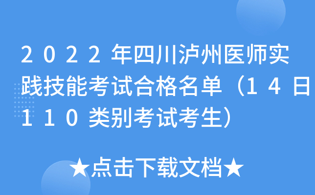 2022年四川泸州医师实践技能考试合格名单（14日110类别考试考生）