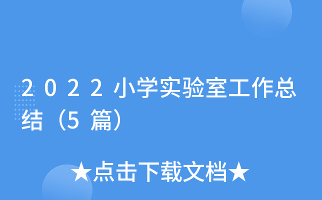 2022小开云kaiyun(中国)实验室工作总结（5篇）